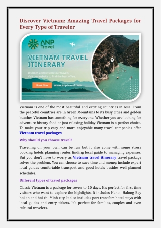 Vietnam travel itinerary