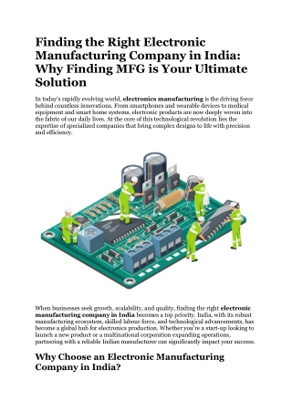 Finding the Right Electronic Manufacturing Company in India