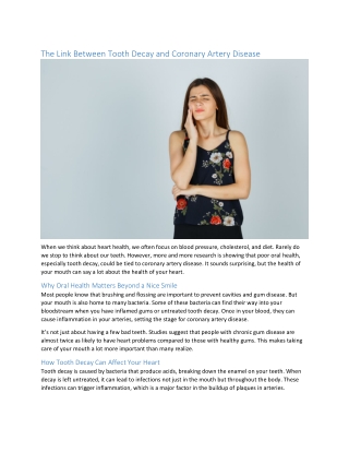 The Link Between Tooth Decay and Coronary Artery Disease