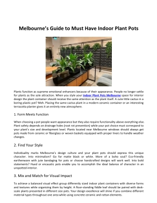 Melbourne’s Guide to Must Have Indoor Plant Pots