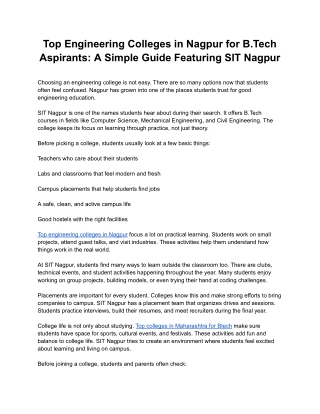 Top Engineering Colleges in Nagpur for B