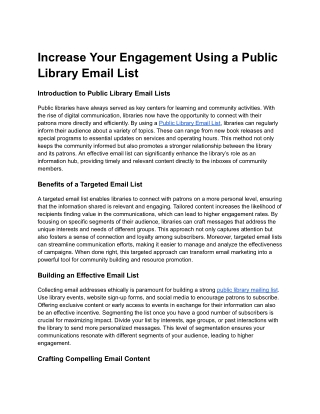 Increase Your Engagement Using a Public Library Email List