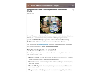 Comprehensive Guide to Counselling Facilities at Anand Niketan Bhadaj