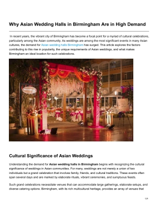 Why Asian Wedding Halls in Birmingham Are in High Demand
