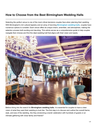 How to Choose from the Best Birmingham Wedding Halls