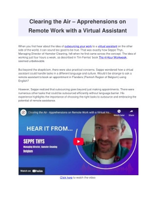 Clearing the Air – Apprehensions on Remote Work with a Virtual Assistant