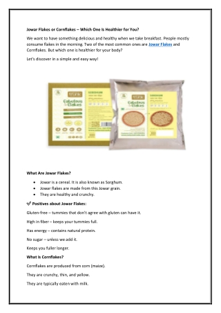 Jowar Flakes or Cornflakes – Which One Is Healthier for You?