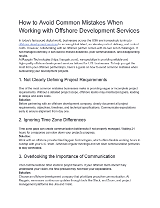 How to Avoid Common Mistakes When Working with Offshore Development Services