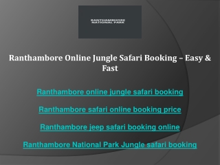 Ranthambore Online Jungle Safari Booking Easy & Fast