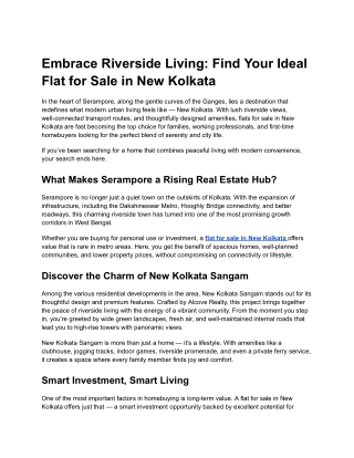 Embrace Riverside Living Find Your Ideal Flat for Sale in New Kolkata