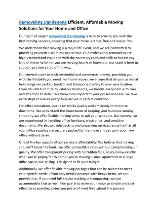 Removalists Dandenong