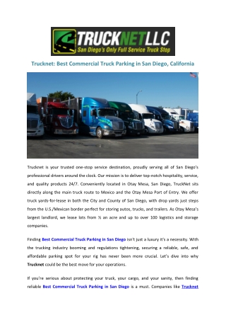 Commercial Truck Parking in San Diego