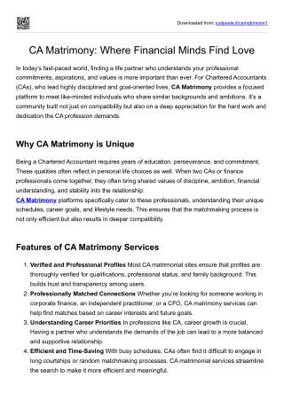CA Matrimony: Where Financial Minds Find Love