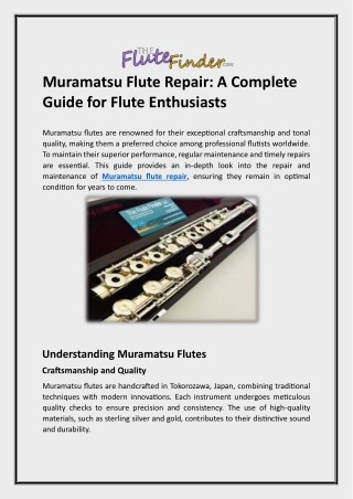 Muramatsu Flute Repair A Complete Guide for Flute Enthusiasts