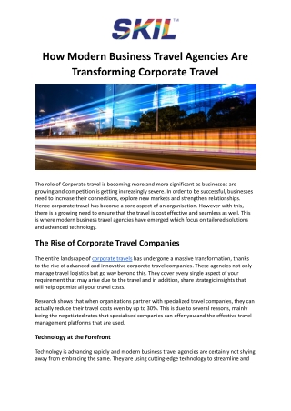How Modern Business Travel Agencies Are Transforming Corporate Travel