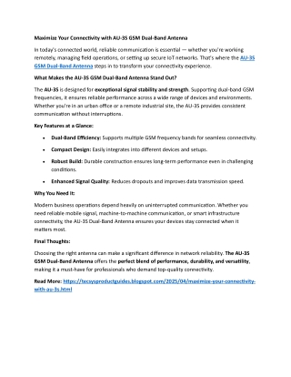 Maximize Your Connectivity with AU-3S GSM Dual-Band Antenna