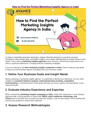 How to Find the Perfect Marketing Insights Agency in India
