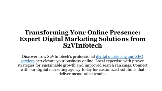 Digital marketing Your Online Presence s2vinfotech