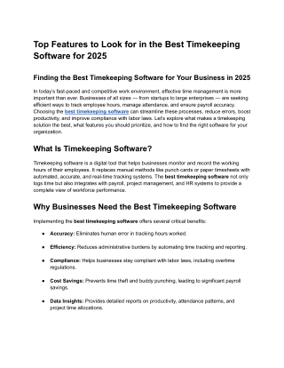 Top Features to Look for in the Best Timekeeping Software for 2025