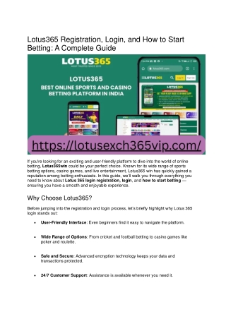 Lotus365 Registration, Login, and How to Start Betting: A Complete Guide