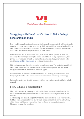 Struggling with Fees Here’s How to Get a College Scholarship in India