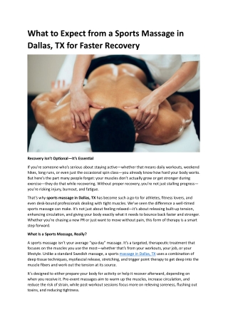 Sports Massage in Dallas, TX.