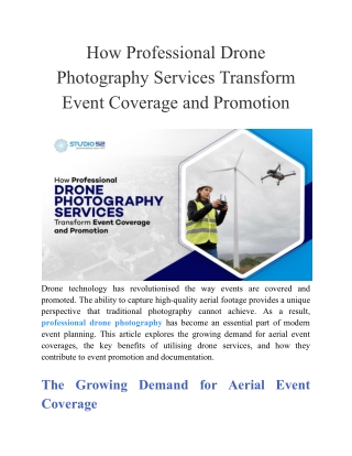 How Professional Drone Photography Services Transform Event Coverage and Promotion
