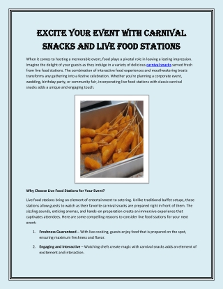 Excite Your Event with Carnival Snacks and Live Food Stations