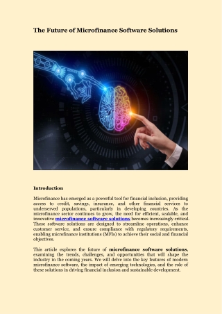 The Future of Microfinance Software Solutions