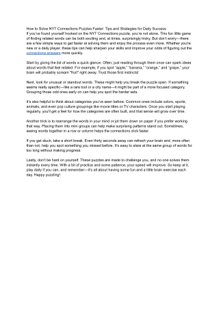 How to Solve NYT Connections Puzzles Faster_ Tips and Strategies for Daily Success