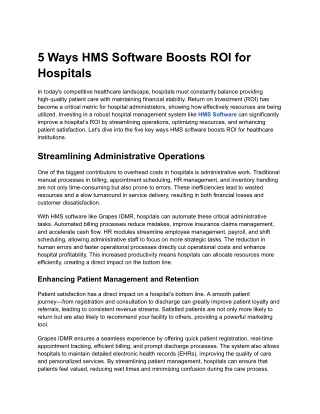 5 Ways HMS Software Boosts ROI for Hospitals
