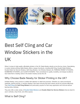 Best Self Cling and Car Window Stickers in the UK
