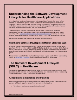 Understanding the Software Development Lifecycle for Healthcare Applications