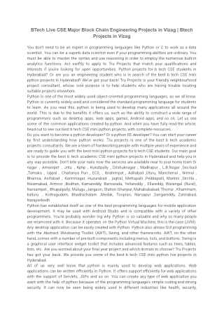 BTech Live CSE Major Block Chain Engineering Projects in Vizag _ Btech Projects in Vizag