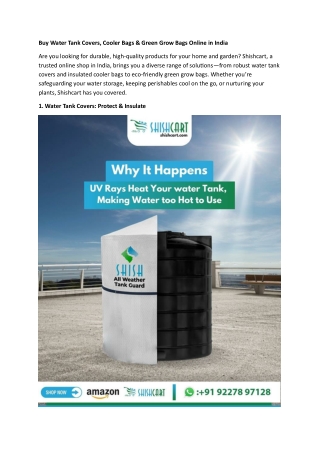 Buy Water Tank Covers, Cooler Bags & Green Grow Bags Online in India