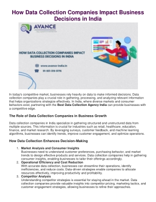 How Data Collection Companies Impact Business Decisions in India