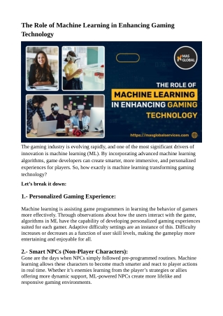 The Role of Machine Learning in Enhancing Gaming Technology