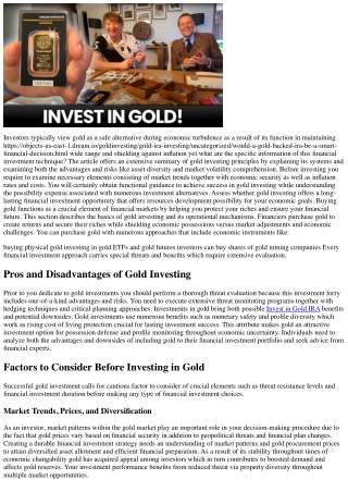 Is Gold Investing Worth It