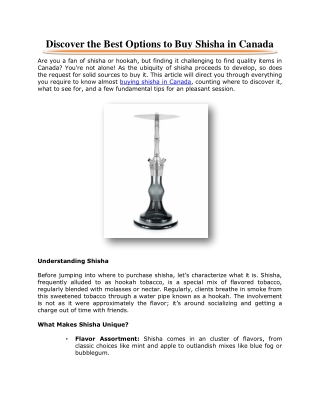Discover the Best Options to Buy Shisha in Canada