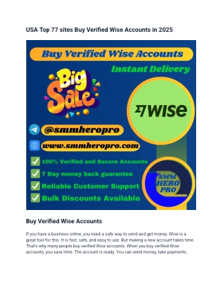 USA Top 77 sites Buy Verified Wise Accounts in 2025