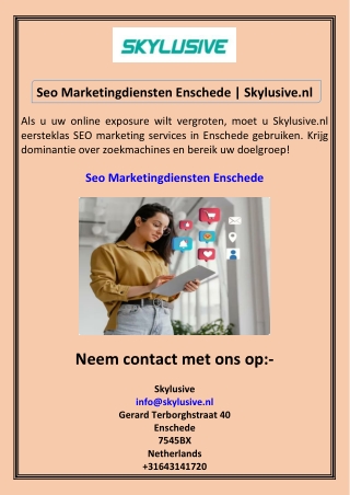 Seo Marketingdiensten Enschede Skylusive.nl