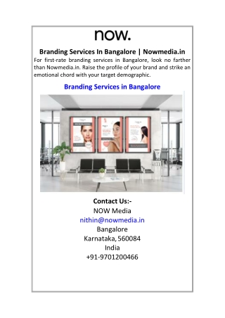 Branding Services In Bangalore | Nowmedia.in