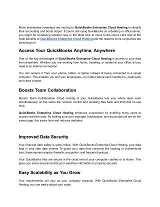 Top Benefits of Moving to QuickBooks Enterprise Cloud Hosting