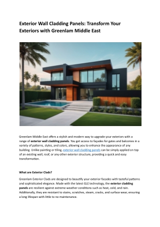 Transform Your Exteriors with Greenlam Middle East