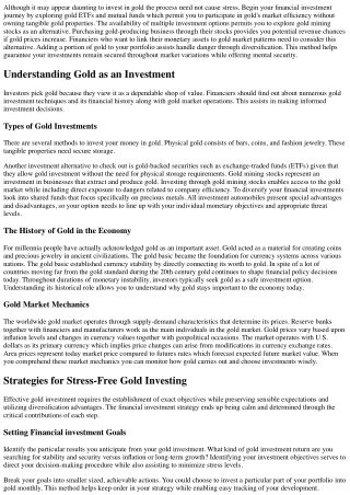 <h1>Stress-Free Gold Investing Tips: An Expert's Handbook to Effortless Gold Inv