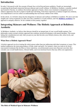 Integrating Skincare and Wellness: The Holistic Approach at Bellaboxx Aesthetic