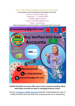 How To Buy Verified GO2 Bank Accounts For Sell In 2025