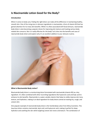Is Niacinamide Lotion Good for the Body