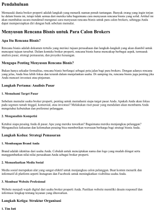 Menyusun Rencana Bisnis untuk Para Calon Brokers