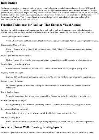 Framing Techniques for Wall Art That Enhance Visual Appeal